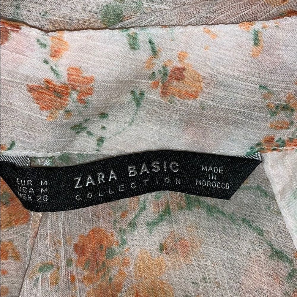 Zara Basic Collection size medium sheer floral top - image 2